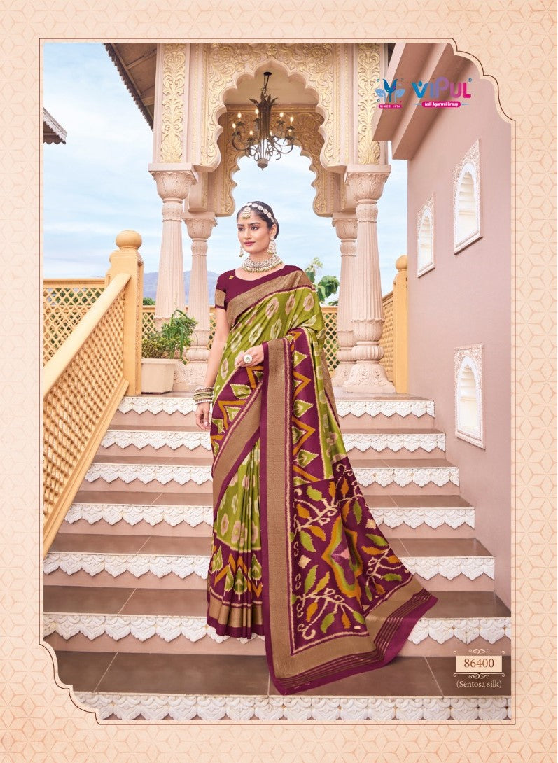 Gulmarg Green and Maroon Cotton Silk Saree