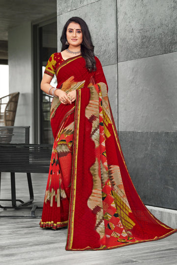 Laxmipati Priya 13429 Maroon Georgette Saree