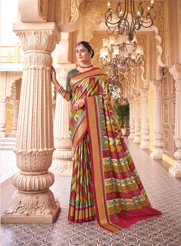 Gulmarg Multicolor Cotton Silk Saree