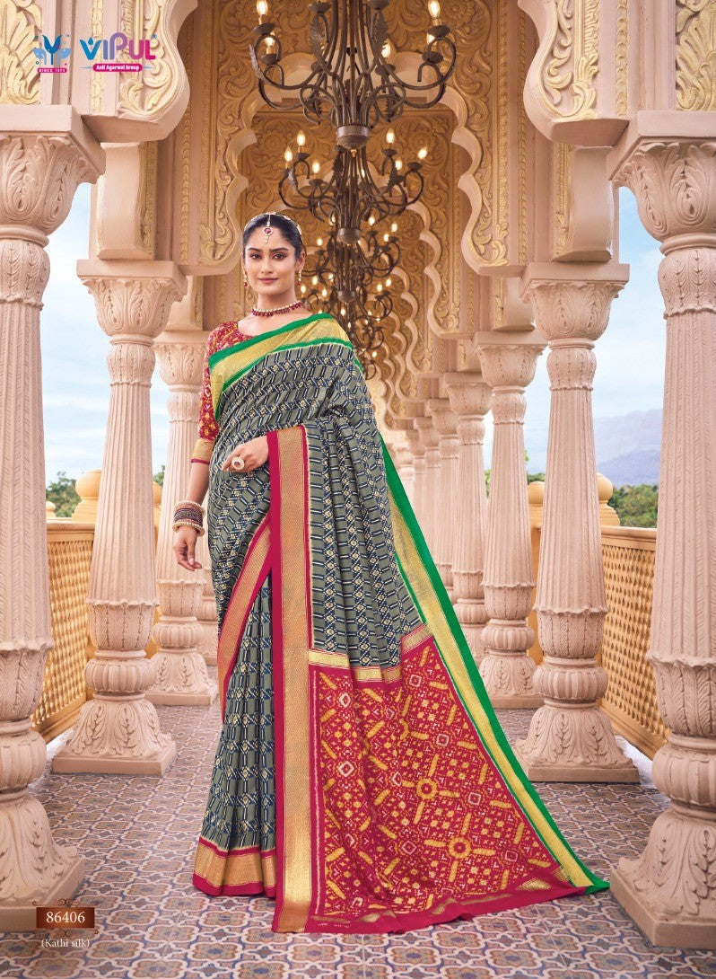 Gulmarg Grey Cotton Silk Saree