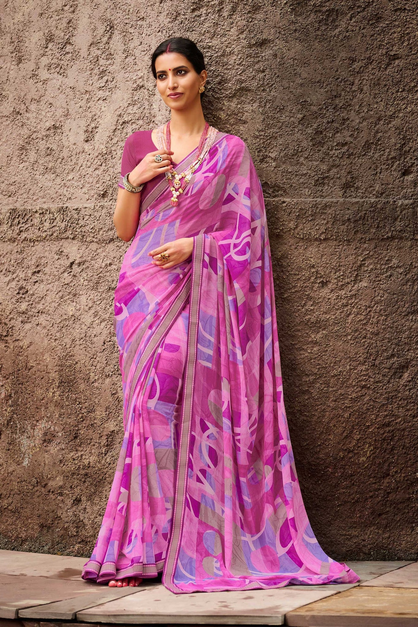 Laxmipati Rachna 7559 Purple Georgette Saree