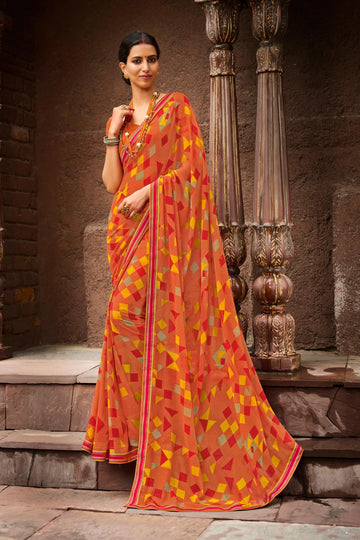 Laxmipati Rachna 7568 Orange Georgette Saree