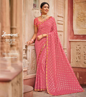 Laxmipati Jamun 7900 Peach Silk Chiffon Sarees