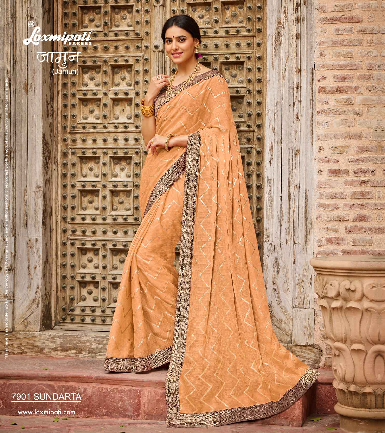 Laxmipati Jamun 7901 Light Orange Chiffon Sarees