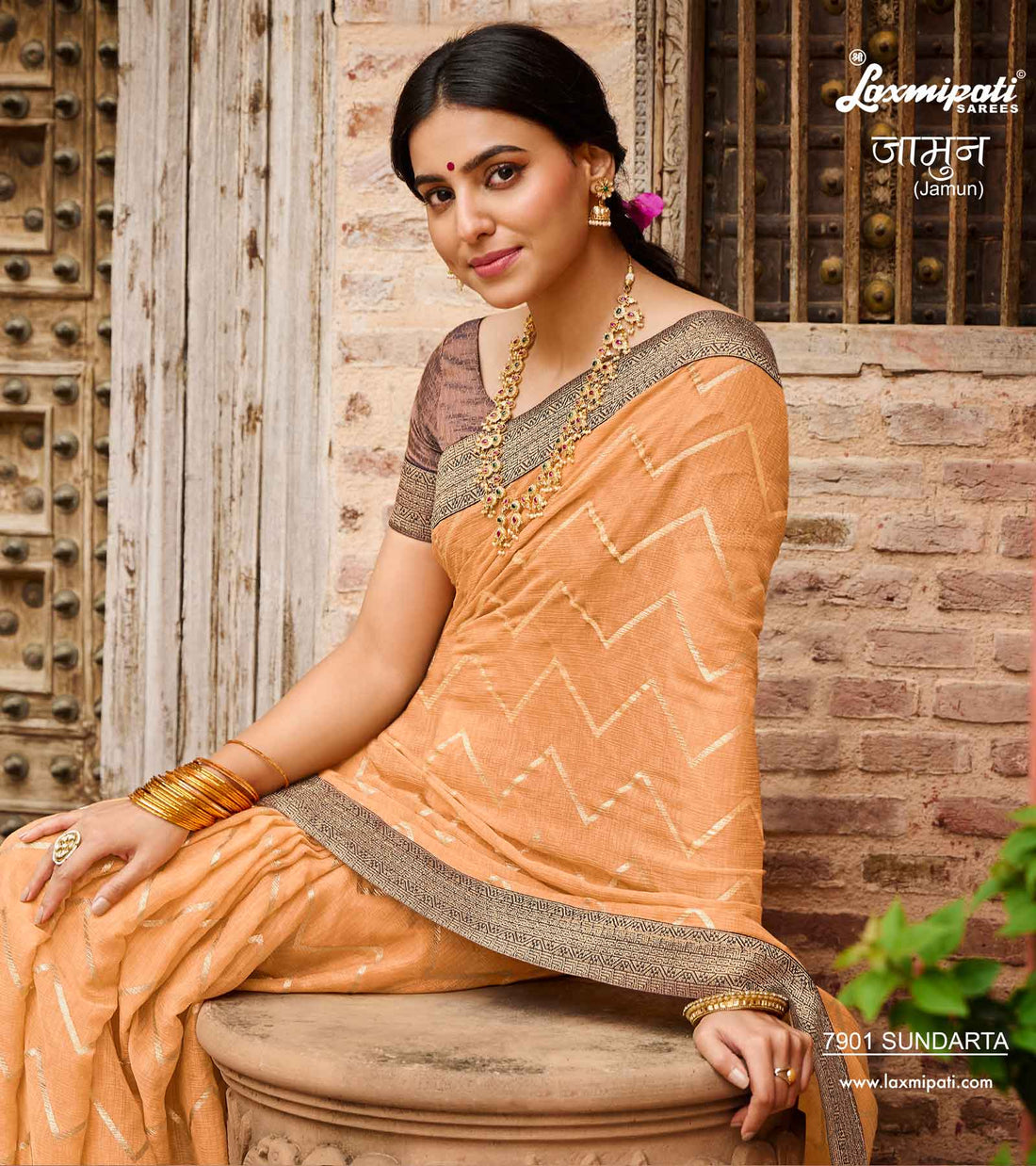 Laxmipati Jamun 7901 Light Orange Chiffon Sarees