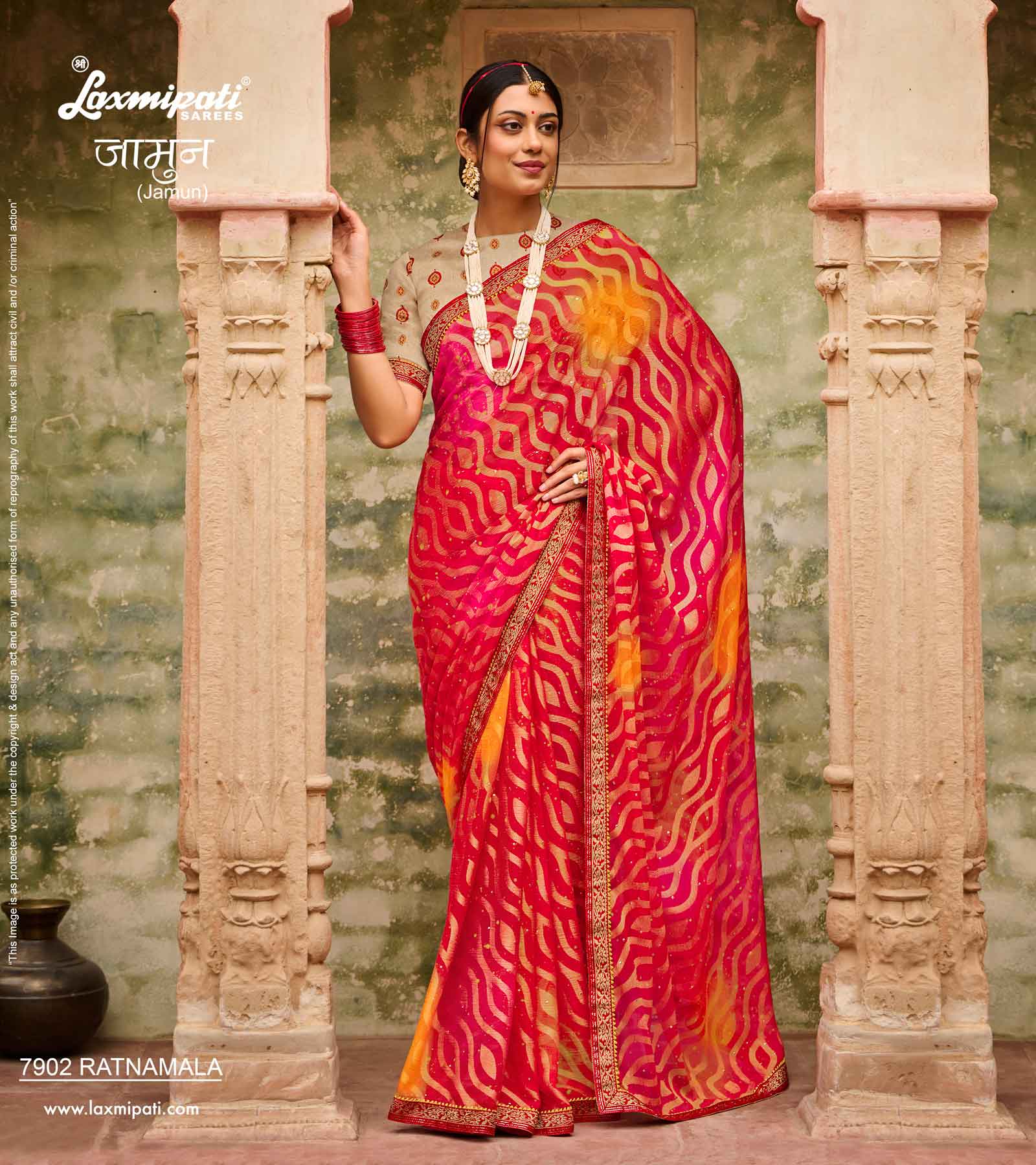 Laxmipati Jamun 7902 Red Brasso Sarees