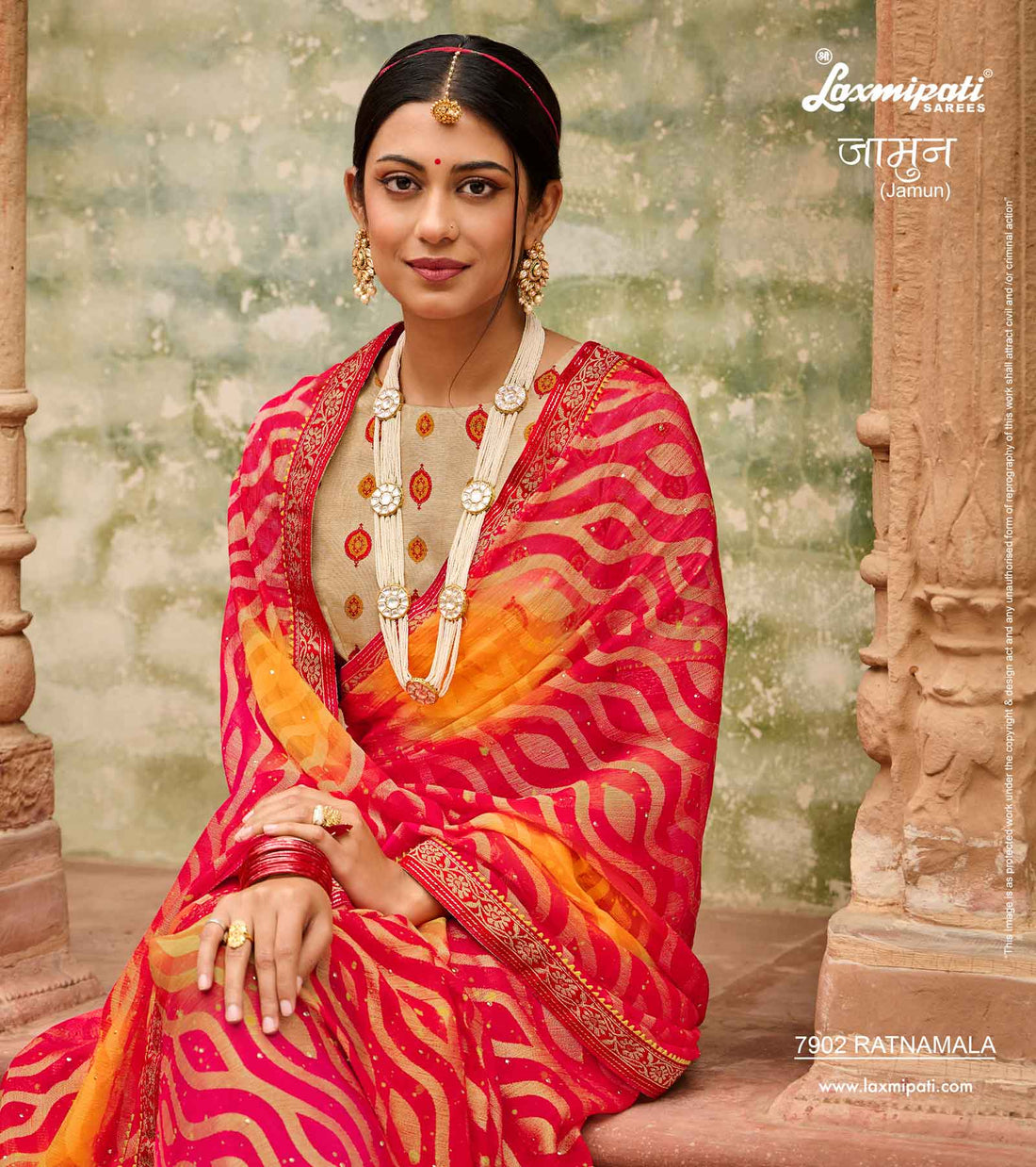 Laxmipati Jamun 7902 Red Brasso Sarees