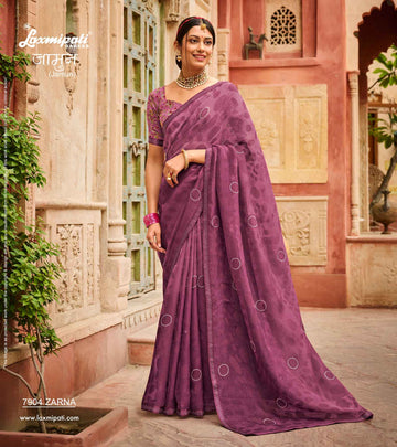 Laxmipati Jamun 7904 Wine Rimzim Brasso Sarees