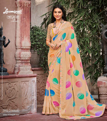 Laxmipati Jamun 7905 Multicolor Georgette Satin Patta Sarees