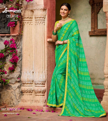 Laxmipati Jamun 7907 Parrot Green Chiffon Sarees