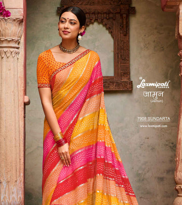 Laxmipati Jamun 7908 Multicolor Chiffon Sarees