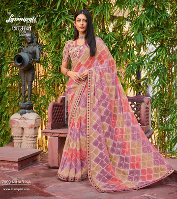 Laxmipati Jamun 7909 Multicolor Shahi Chiffon Sarees