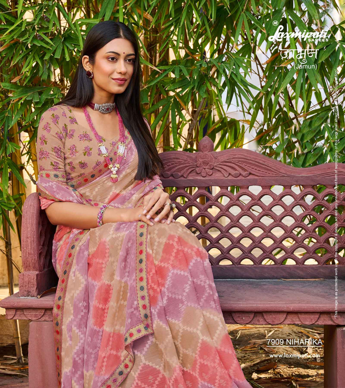 Laxmipati Jamun 7909 Multicolor Shahi Chiffon Sarees