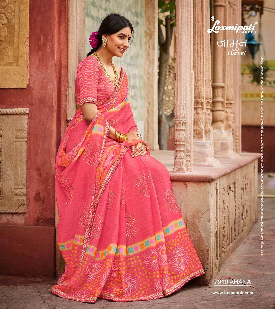 Laxmipati Jamun 7910 Pink Chiffon Sarees