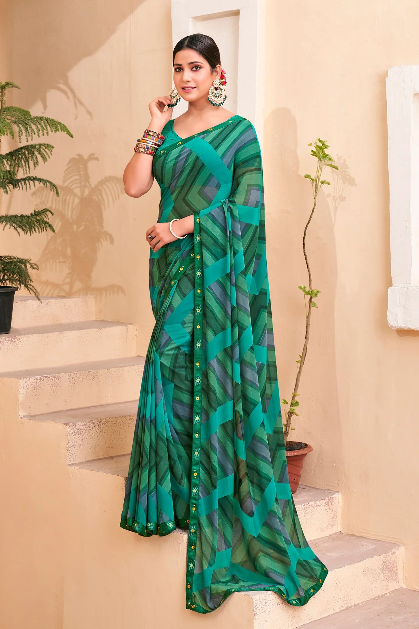 Laxmipati Rachna 8032 Multicolor Georgette Saree