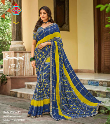 Laxmipati Chapaai 8222 Multicolor Chiffon Checks Saree