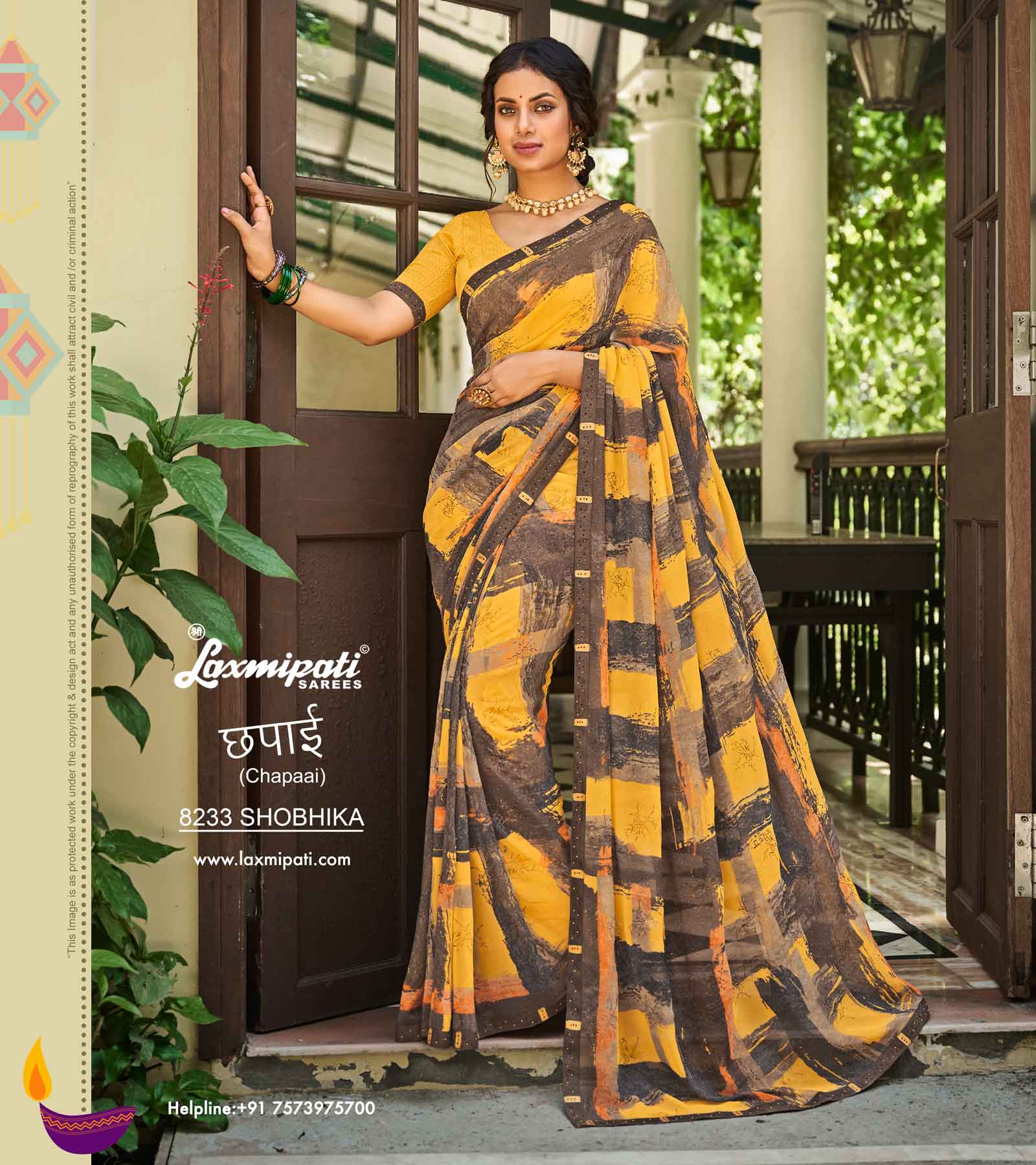 Laxmipati Chapaai 8233 Multicolor Georgette With jacquard Saree