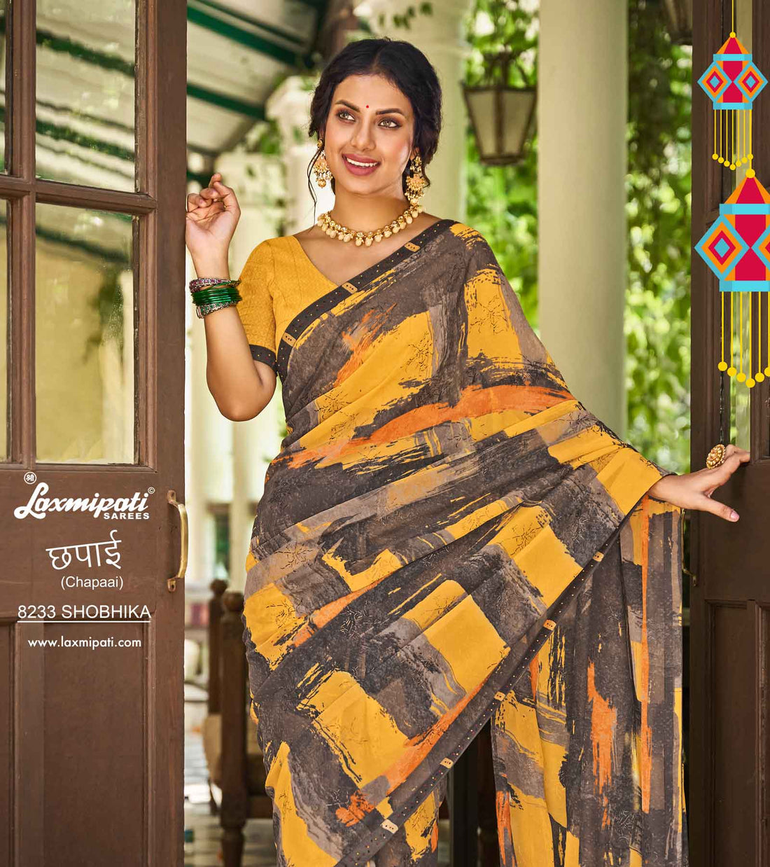 Laxmipati Chapaai 8233 Multicolor Georgette With jacquard Saree