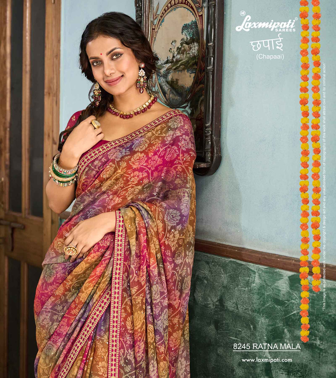 Laxmipati Chapaai 8245 Multicolor Brasso Saree