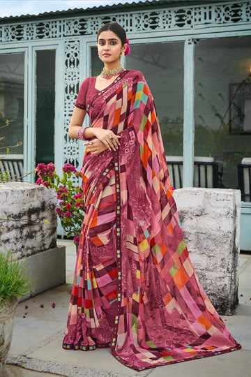 Laxmipati Rachna 8320 Magenta Georgette Saree