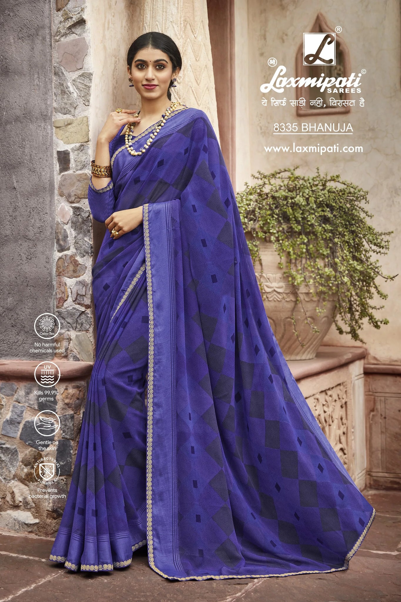 Laxmipati Janki 8335  Lavender Georgette Patta Saree