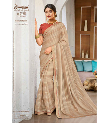 Laxmipati Chhabili 8408 Chikoo Sparkle Chiffon Saree