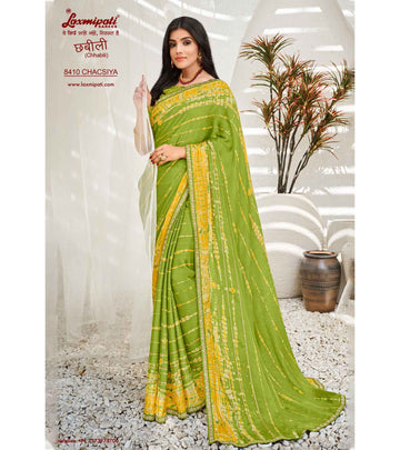 Laxmipati Chhabili 8410 Olive Green Chiffon Tasab Saree