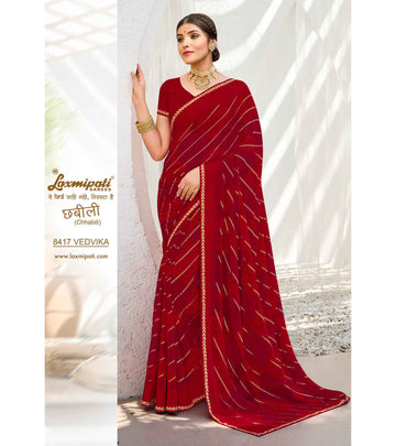 Laxmipati Chhabili 8417 Maroon Georgette with Satin Patta Saree