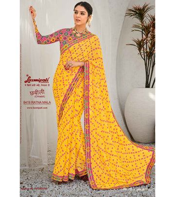 Laxmipati Chhabili 8419 Lemon Yellow Brasso Saree