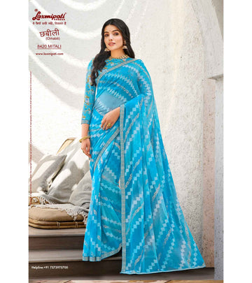 Laxmipati Chhabili 8420 Sky Blue Chiffon Butti Saree