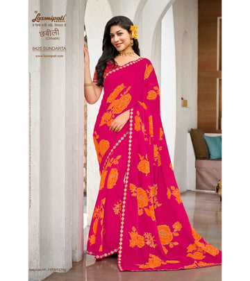 Laxmipati Chhabili 8425 Rani Pink Chiffon Saree