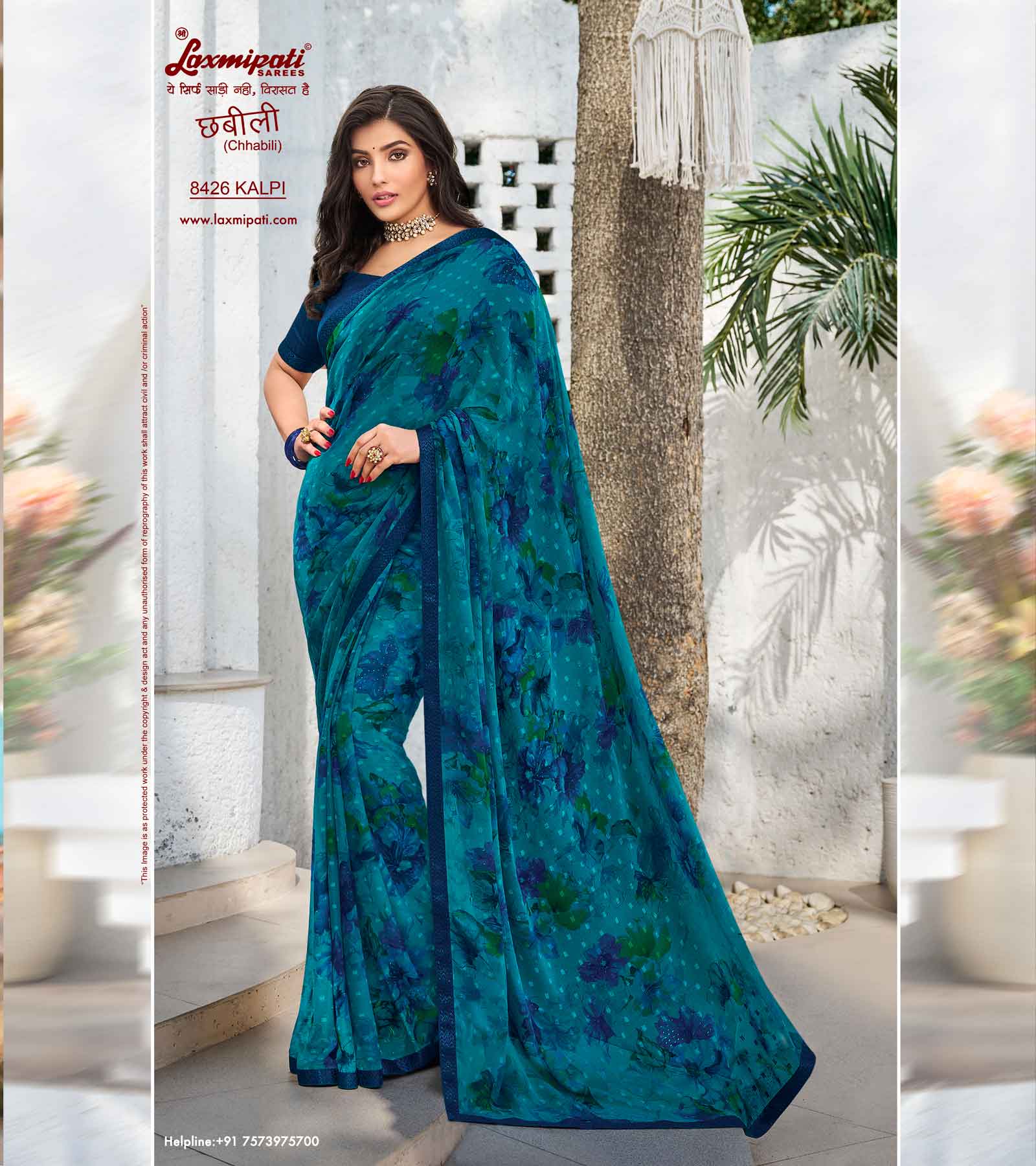 Laxmipati Chhabili 8426 Morpinch Chiffon Butti Saree