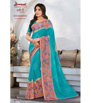 Laxmipati Chhabili 8432 Multicolor Sparkle Chiffon Saree