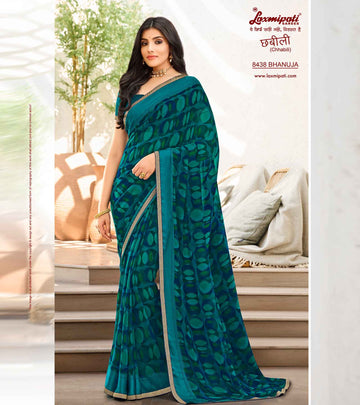 Laxmipati Chhabili 8438 Morpinch Chiffon with Satin Patta Saree