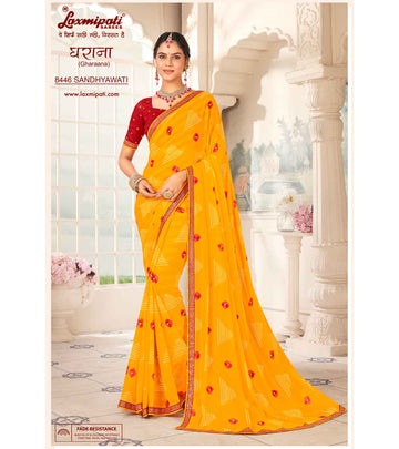 Laxmipati Gharaana 8446 Gold Chiffon Saree