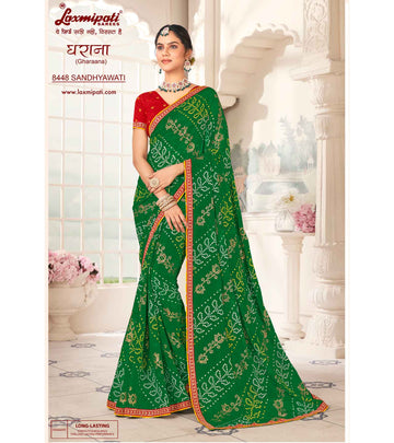 Laxmipati Gharaana 8448 Green Chiffon Saree