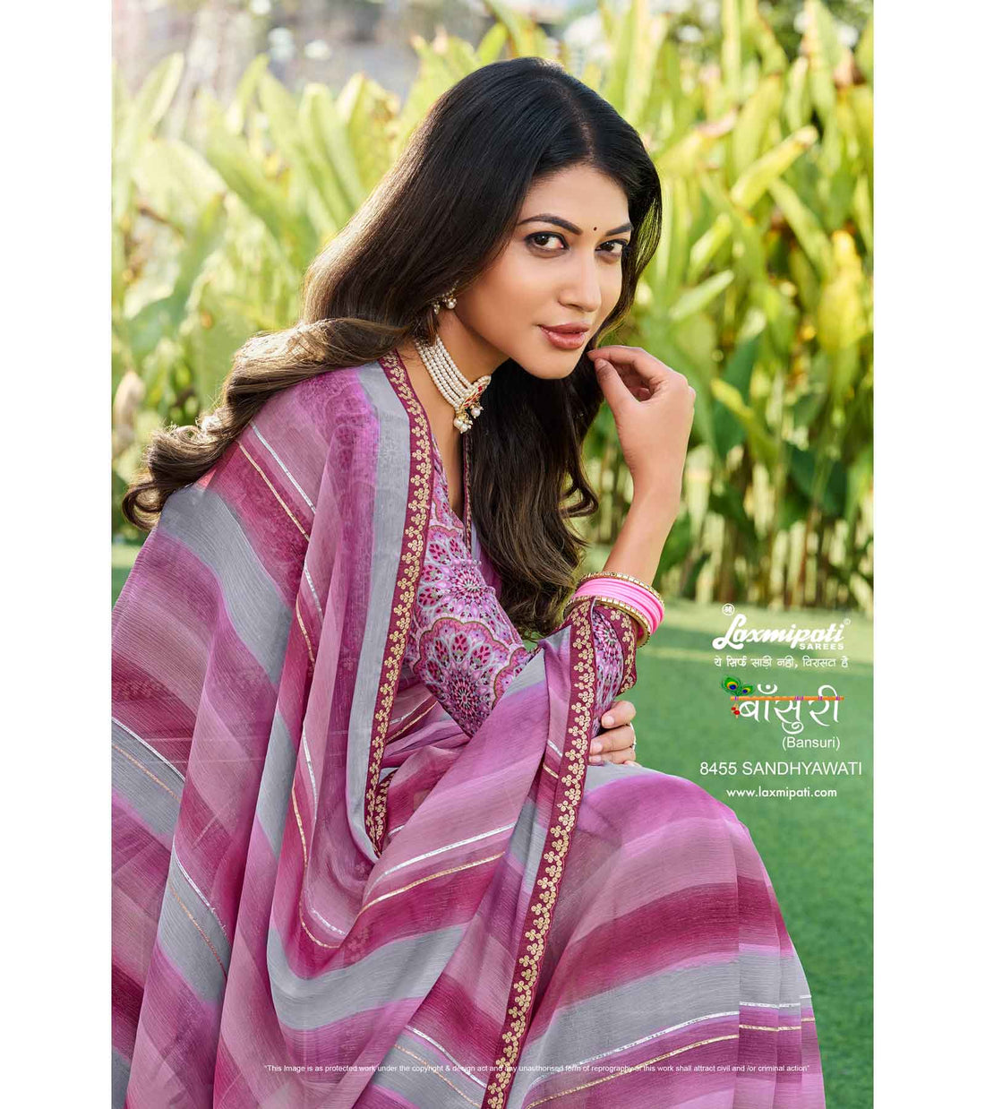 Laxmipati Bansuri 8455 Multicolor Sharmili Chiffon Saree