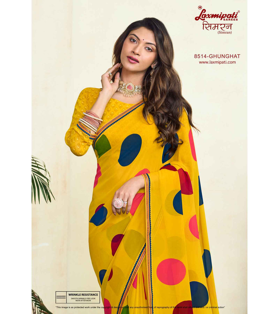 Laxmipati Simran 8514 Yellow Georgette Saree