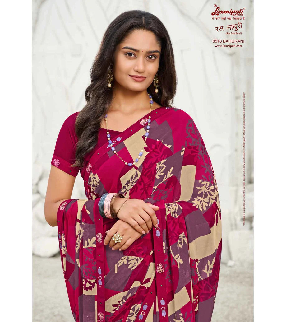 Laxmipati Ras Madhuri 8518 Magenta Wetless  Saree