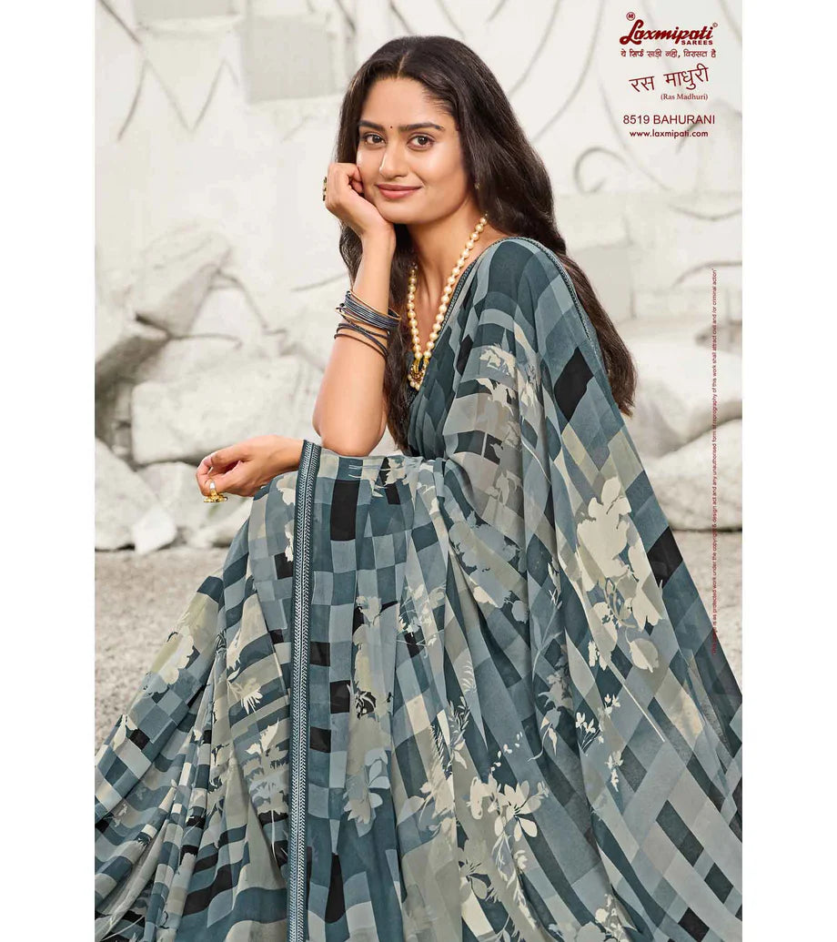 Laxmipati Ras Madhuri 8519 Grey Wetless Saree