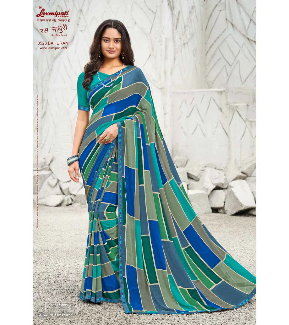 Laxmipati Ras Madhuri 8523 Multicolor Wetless  Saree