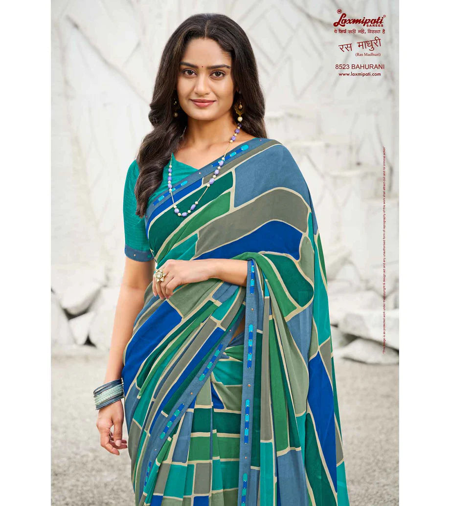 Laxmipati Ras Madhuri 8523 Multicolor Wetless  Saree