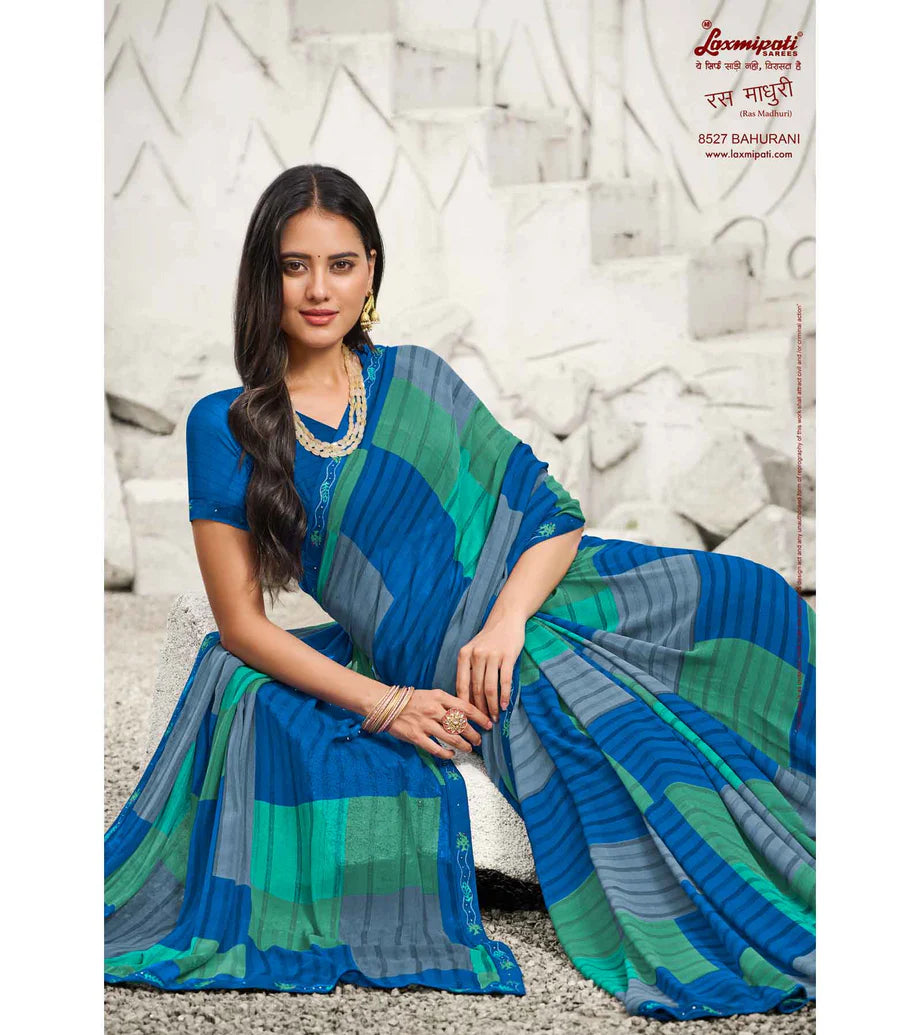 Laxmipati Ras Madhuri 8527 Multicolor Wetless  Saree