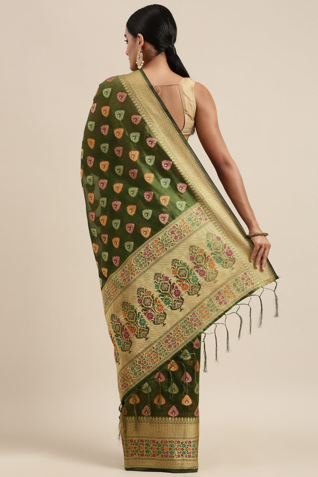 Ishika Fab Green Organza Saree