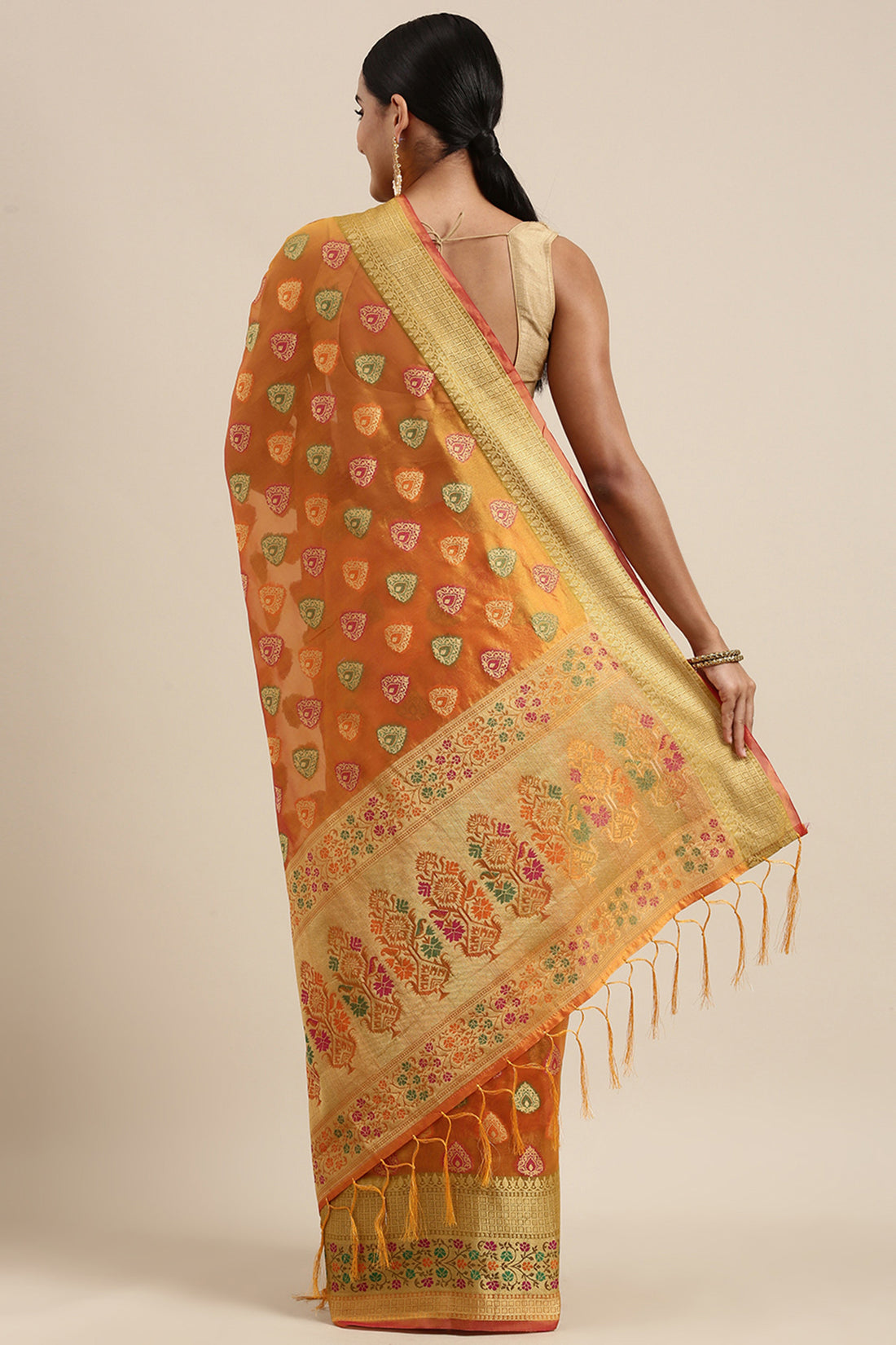 Ishika Fab Mustard Yellow Organza Saree