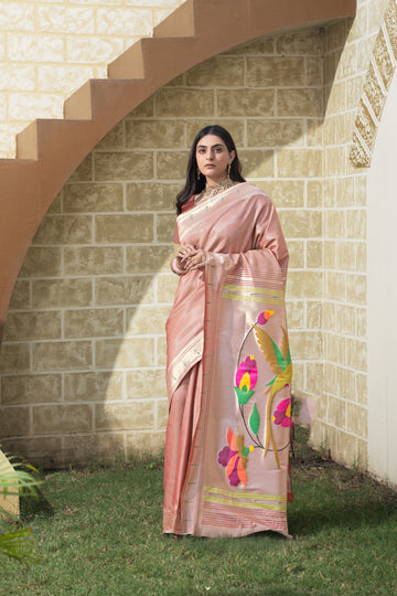 Maroon Paithani Soft Blended Silk Saree