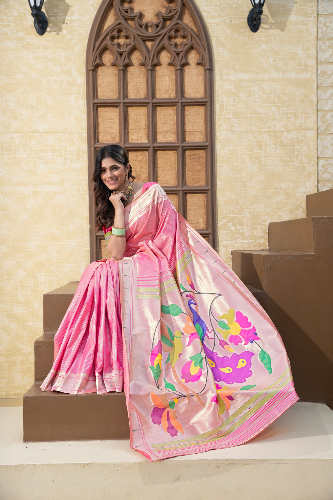 Pink Paithani Soft Blended Silk Saree