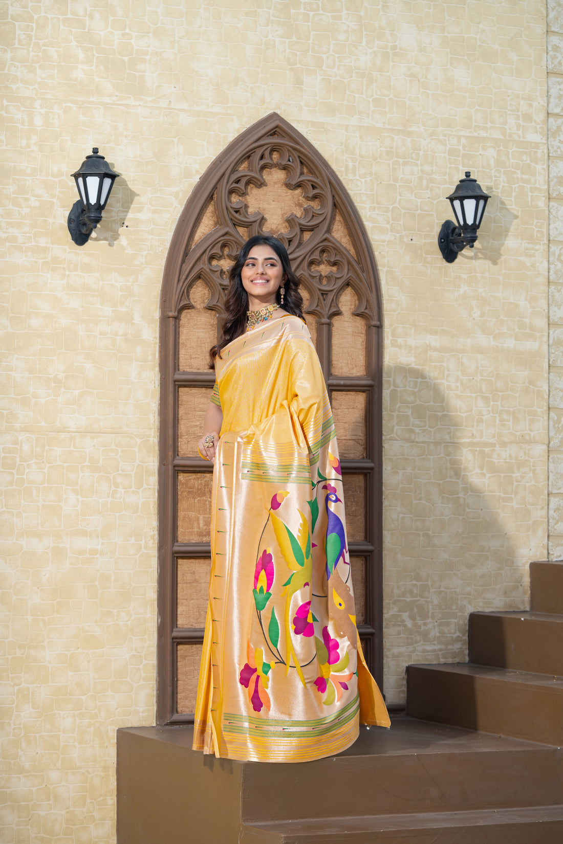 Yellow Paithani Soft Blended Silk Saree