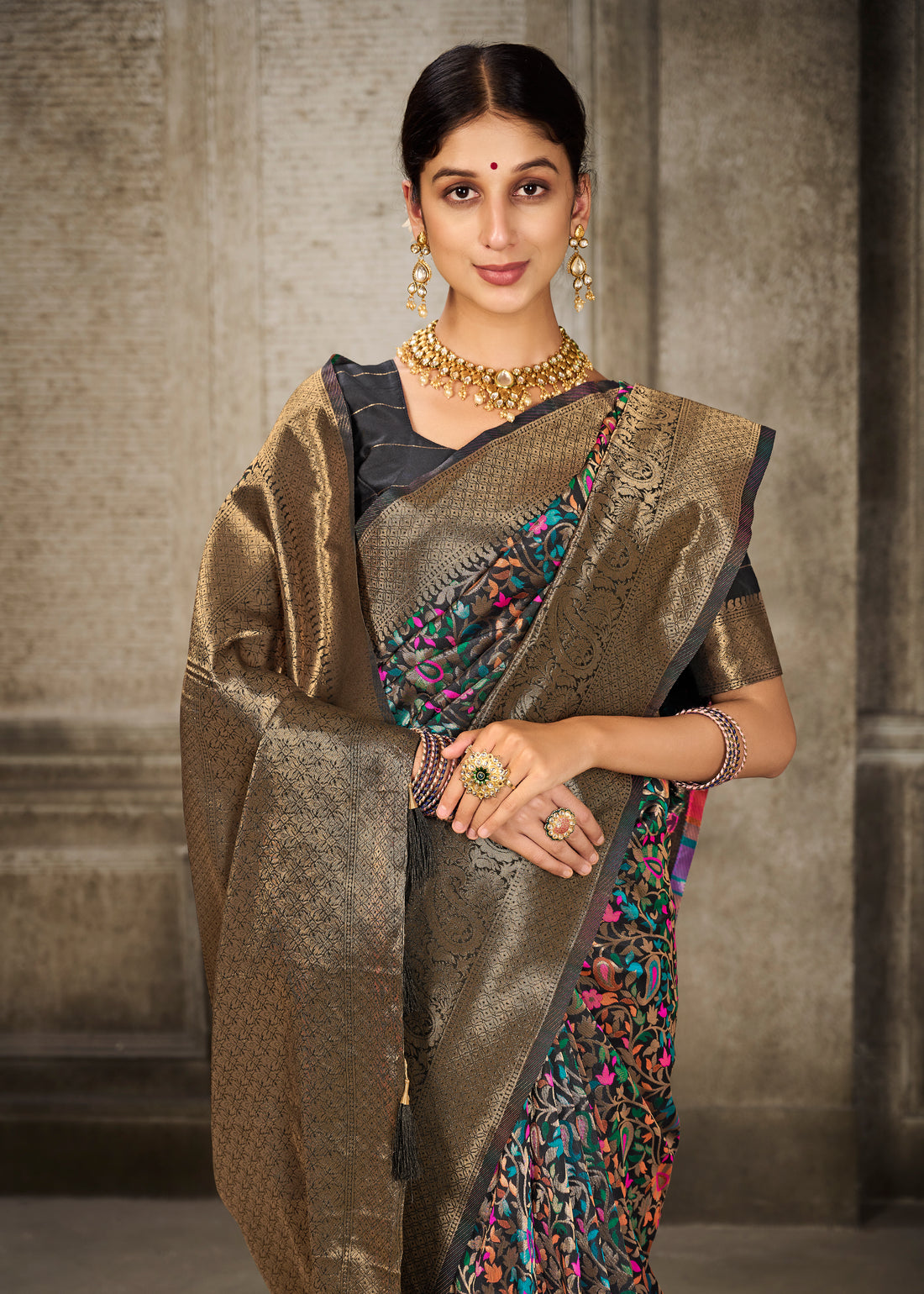 Ishika Fab Black Banarasi Silk Saree