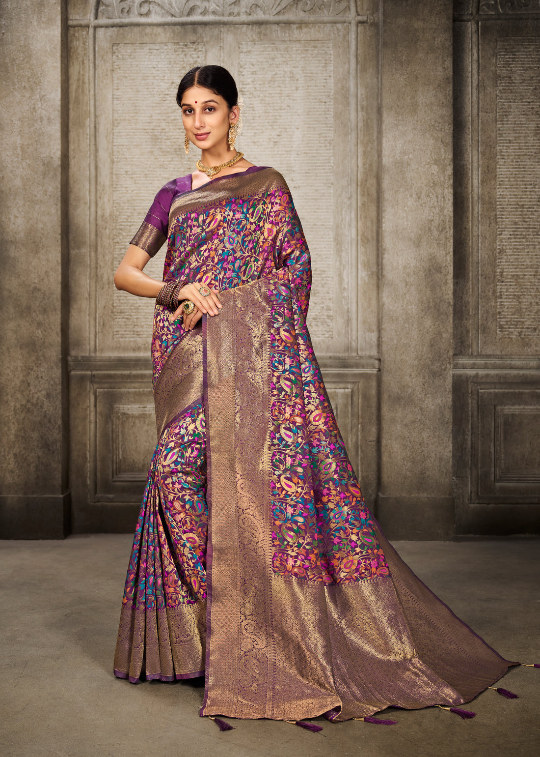 Ishika Fab Wine Banarasi Silk Saree